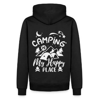 Camping, Zelten, lustiger Spruch Happy-Place - Männer Premium Bio Hoodie - Schwarz - Hinten - Nico (187cm)