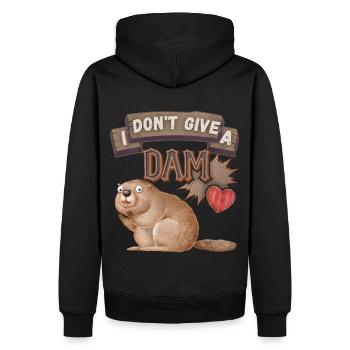 Drôle de castor, dison de castor, jeu de mots, jeu de mots - Sweat à capuche Premium bio Homme - noir - Dos - Nico (187cm)
