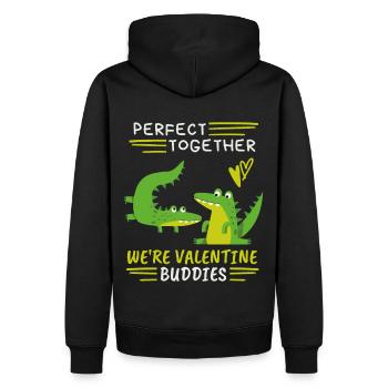 Valentinstag, lustige Krokodile, Spruch Liebe-Love - Männer Premium Bio Hoodie - Schwarz - Hinten - Nico (187cm)