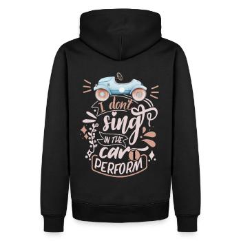 Auto-Spruch, Lustiges Automobil, Singen - Männer Premium Bio Hoodie - Schwarz - Hinten - Nico (187cm)