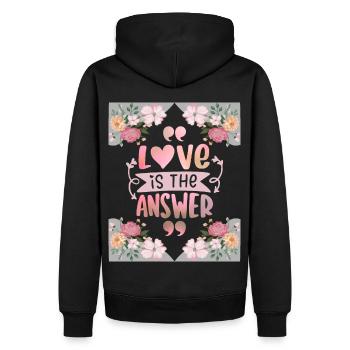 L’amour de la Saint-Valentin est la réponse, en disant, les fleurs - Sweat à capuche Premium bio Homme - noir - Dos - Nico (187cm)