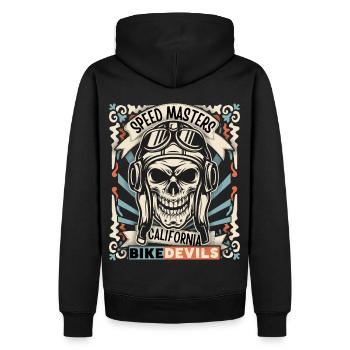 Crâne riant, crâne, crâne de motard - Sweat à capuche Premium bio Homme - noir - Dos - Nico (187cm)