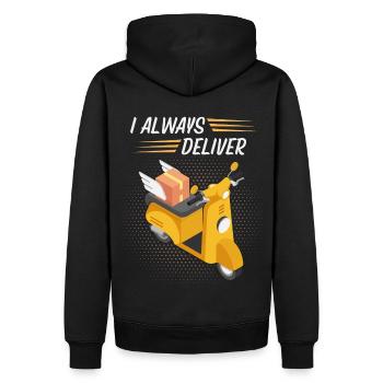 Courier, parcel deliverer, motorcycle, funny saying - Men’s Premium Organic Hoodie - black - Back - Nico (187cm)