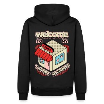 T-shirt business, boutique, slogan - Sweat à capuche Premium bio Homme - noir - Dos - Nico (187cm)