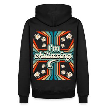 Slogan Flower Power des années 70 Chillaxing - Sweat à capuche Premium bio Homme - noir - Dos - Nico (187cm)