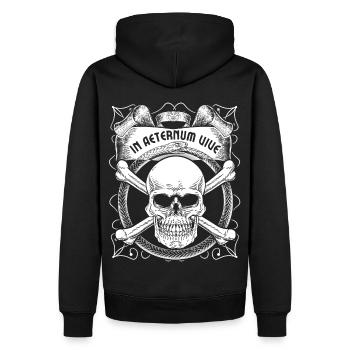 Crâne de motard avec serpent, dicton latin - Sweat à capuche Premium bio Homme - noir - Dos - Nico (187cm)