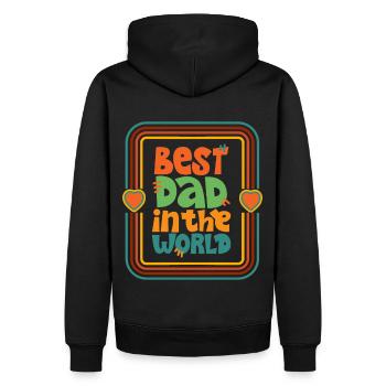 Father's Day saying, 70s retro design, 1970 - Men’s Premium Organic Hoodie - black - Back - Nico (187cm)