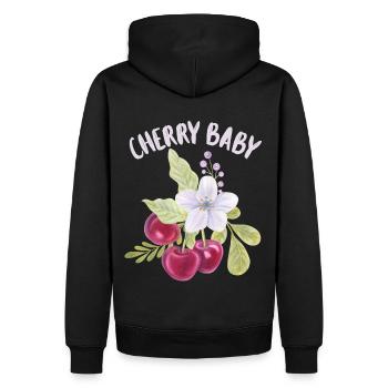Kirsche, Cherry-Fruit lustiger Spruch Cherry-Baby - Männer Premium Bio Hoodie - Schwarz - Hinten - Nico (187cm)