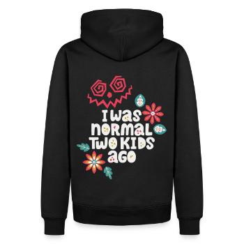 Mutter lustiger Spruch I-was-normal-two-kids-ago - Männer Premium Bio Hoodie - Schwarz - Hinten - Nico (187cm)