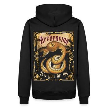 Serpent Cobra avec crâne, style vintage, dicton - Sweat à capuche Premium bio Homme - noir - Dos - Nico (187cm)