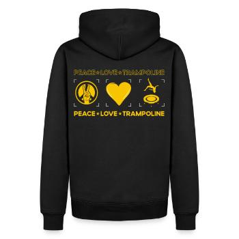 Peace Love Trampolin - Männer Premium Bio Hoodie - Schwarz - Hinten - Nico (187cm)