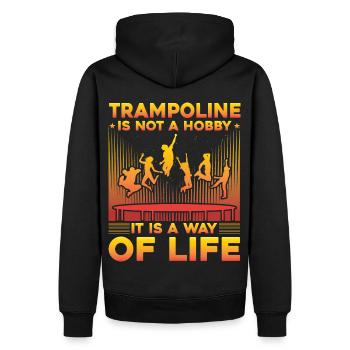 Trampolin ist kein Hobby, sondern eine Lebenseinstellung - Männer Premium Bio Hoodie - Schwarz - Hinten - Nico (187cm)