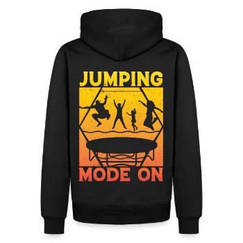 Sprungmodus an - Männer Premium Bio Hoodie - Schwarz - Hinten - Nico (187cm)