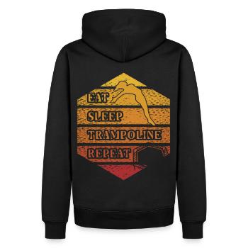 Essen Schlaf Trampolin Wiederholung - Männer Premium Bio Hoodie - Schwarz - Hinten - Nico (187cm)