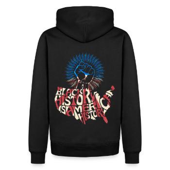 Slogan du drapeau du drapeau américain du Mois de l’histoire des Noirs - Sweat à capuche Premium bio Homme - noir - Dos - Nico (187cm)