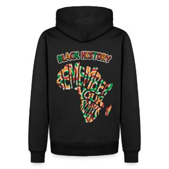 Afrique, Dire Souvenez-vous-de-vos racines, Histoire des Noirs - Sweat à capuche Premium bio Homme - noir - Dos - Nico (187cm)