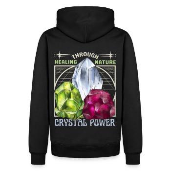 Healing Crystals, Esoteric, Crystal Power - Men’s Premium Organic Hoodie - black - Back - Nico (187cm)