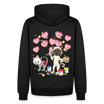 Für Kinder malen Katze Pinsel Kindergarten bunt - Männer Premium Bio Hoodie - Schwarz - Hinten - Nico (187cm)