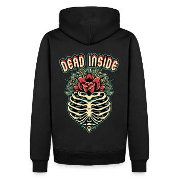 Squelette, squelette Dead-Inside, dicton de style bande dessinée - Sweat à capuche Premium bio Homme - noir - Dos - Nico (187cm)