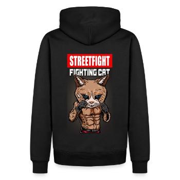 Coole kämpfende Katze Kampfsport Geschenk - Männer Premium Bio Hoodie - Schwarz - Hinten - Nico (187cm)