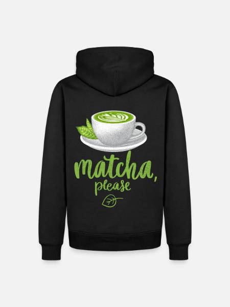 Matcha-Tee, Teetrinker, Matcha-Latte, grüner Tee - Männer Premium Bio Hoodie - Schwarz