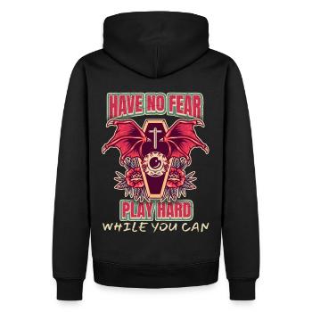 Coffin Bat Wing Death, Have-No-Fear-Play-Hard - Sweat à capuche Premium bio Homme - noir - Dos - Nico (187cm)