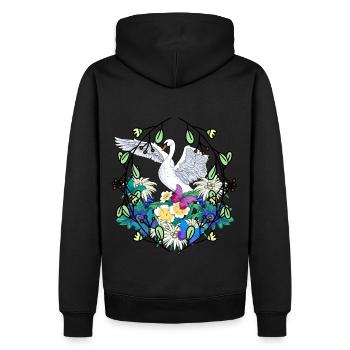 Début du printemps Cygne Faune Nature Oiseaux - Sweat à capuche Premium bio Homme - noir - Dos - Nico (187cm)