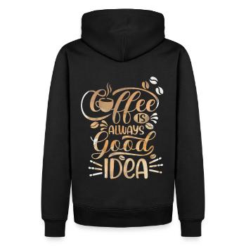 Le café, le café est toujours une bonne idée, en disant - Sweat à capuche Premium bio Homme - noir - Dos - Nico (187cm)