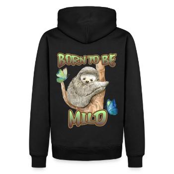 Faultier-Sloth, lustiger Spruch, Born-To-Be-Mild - Männer Premium Bio Hoodie - Schwarz - Hinten - Nico (187cm)