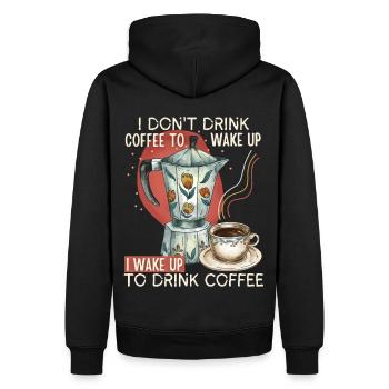 Mokkakanne, Kaffeetasse, Spruch für Kaffeetrinker - Männer Premium Bio Hoodie - Schwarz - Hinten - Nico (187cm)