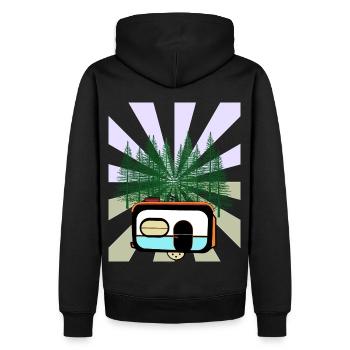Wohnwagen Campingwagen Bauwagen Naturliebhaber Öko - Männer Premium Bio Hoodie - Schwarz - Hinten - Nico (187cm)