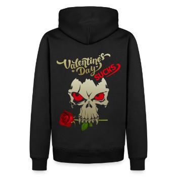 Valentine's Day, ironic saying, Skull, Skull - Men’s Premium Organic Hoodie - black - Back - Nico (187cm)