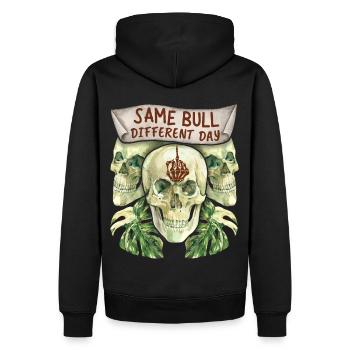 Crâne, crâne, drôle de dicton, majeur - Sweat à capuche Premium bio Homme - noir - Dos - Nico (187cm)