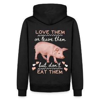 Vegetarischer Spruch, Schwein, lustiger Vegan - Männer Premium Bio Hoodie - Schwarz - Hinten - Nico (187cm)