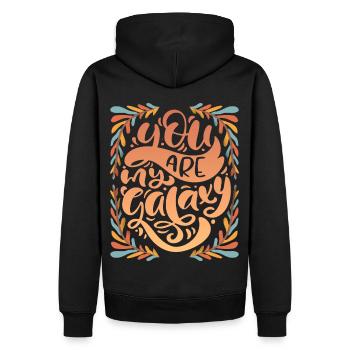 Saint-Valentin Dire Typographie rétro-vintage 1970 - Sweat à capuche Premium bio Homme - noir - Dos - Nico (187cm)