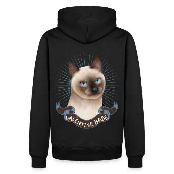 Katze Siamkatze, Siamesische Valentinstag Spruch - Männer Premium Bio Hoodie - Schwarz - Hinten - Nico (187cm)