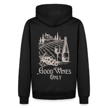 Wein Weingut alte Illustration, Weinflasche Spruch - Männer Premium Bio Hoodie - Schwarz - Hinten - Nico (187cm)