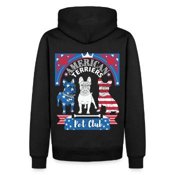 American Terrier, Boston Terrier, Pet Club - Sweat à capuche Premium bio Homme - noir - Dos - Nico (187cm)