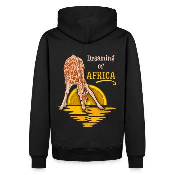 Afrique girafe, coucher de soleil, Afrique dicton - Sweat à capuche Premium bio Homme - noir - Dos - Nico (187cm)