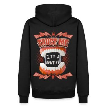 Dentist, funny saying with teeth - Men’s Premium Organic Hoodie - black - Back - Nico (187cm)