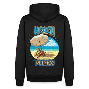 Urlaub am Meer, Ferien, Spruch Beach-Please - Männer Premium Bio Hoodie - Schwarz - Hinten - Nico (187cm)