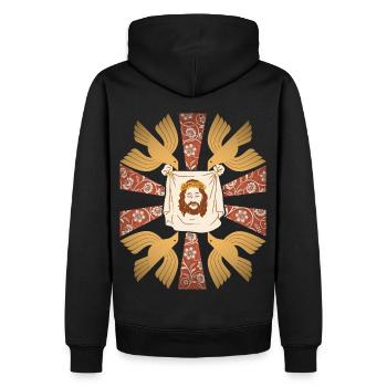 Jésus-Christ, drap, chrétien, colombes de paix - Sweat à capuche Premium bio Homme - noir - Dos - Nico (187cm)