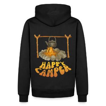 Camping, feu de camp, drôle de campeur - Sweat à capuche Premium bio Homme - noir - Dos - Nico (187cm)