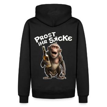 Sprüche Alkohol Prost Ihr Säcke Affe Geschenk - Männer Premium Bio Hoodie - Schwarz - Hinten - Nico (187cm)