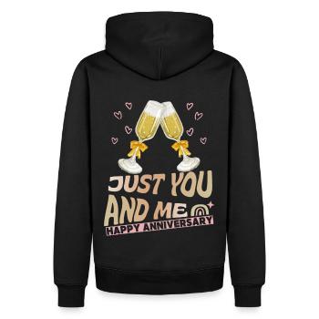 Hochzeits-Jubiläum Hochzeitstag Anniversary Spruch - Männer Premium Bio Hoodie - Schwarz - Hinten - Nico (187cm)