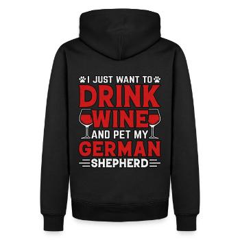 Je veux juste boire du vin et caresser mon berger - Sweat à capuche Premium bio Homme - noir - Dos - Nico (187cm)