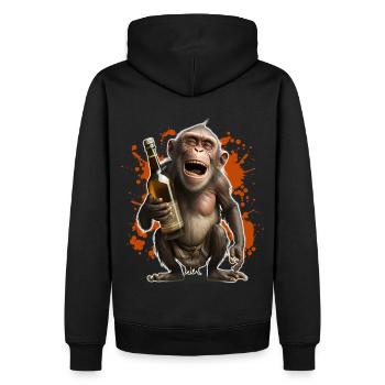 Funny laughing monkey with bottle gift - Men’s Premium Organic Hoodie - black - Back - Nico (187cm)