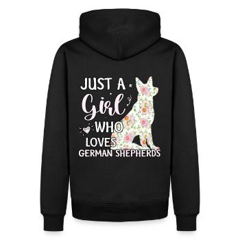 Nur ein Junge, der Deutsche Schäferhunde liebt - Männer Premium Bio Hoodie - Schwarz - Hinten - Nico (187cm)