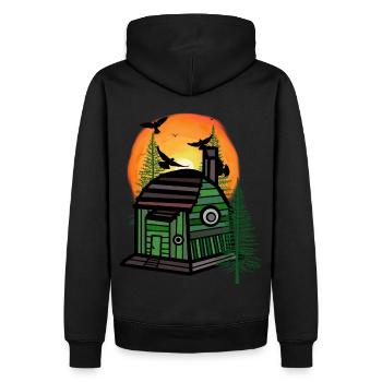 Waldbewohner Naturliebhaber Hütte Tiny Hütte Haus - Männer Premium Bio Hoodie - Schwarz - Hinten - Nico (187cm)