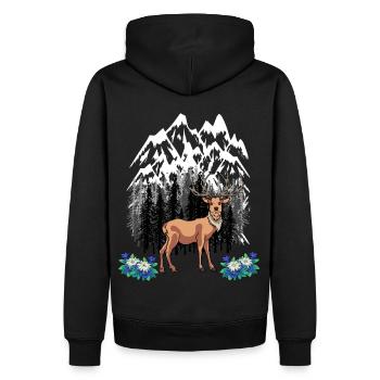 Animaux de la forêt Red Deer Alpes Gentiane Amoureux de la nature - Sweat à capuche Premium bio Homme - noir - Dos - Nico (187cm)